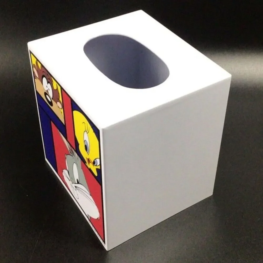Vintage Looney Tunes Tissue Box Plastic Holder Cover Bugs Taz Retro Cartoon